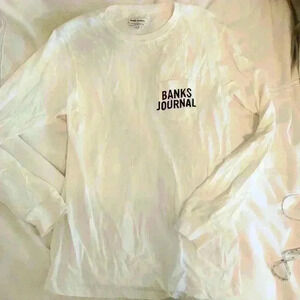 Banks journal organic cotton white long sleeve tee crewneck skater surfer